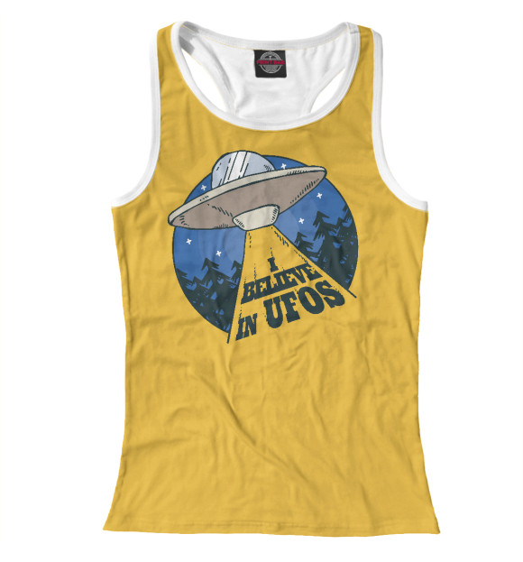 Женская майка-борцовка с изображением Я верю в НЛО цвета Белый