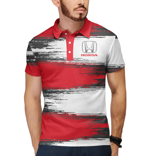 Мужское поло с изображением Honda цвета Белый