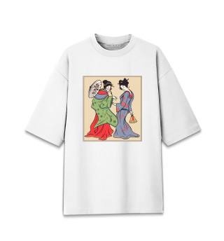 Женская футболка оверсайз Японские Гейши Укиё-э