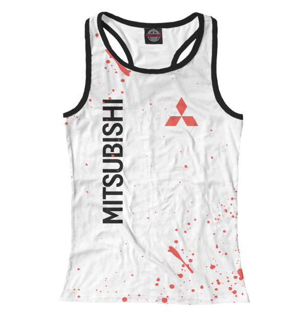 Женская майка-борцовка с изображением Mitsubishi цвета Белый