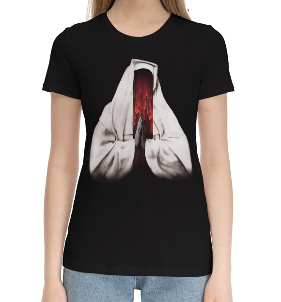 Женская хлопковая футболка с изображением Nullthree цвета Черный