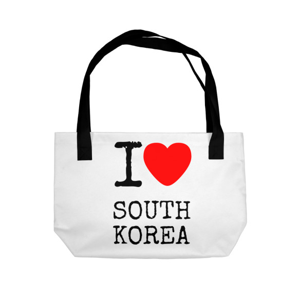 Пляжная сумка с изображением I love South Korea цвета 