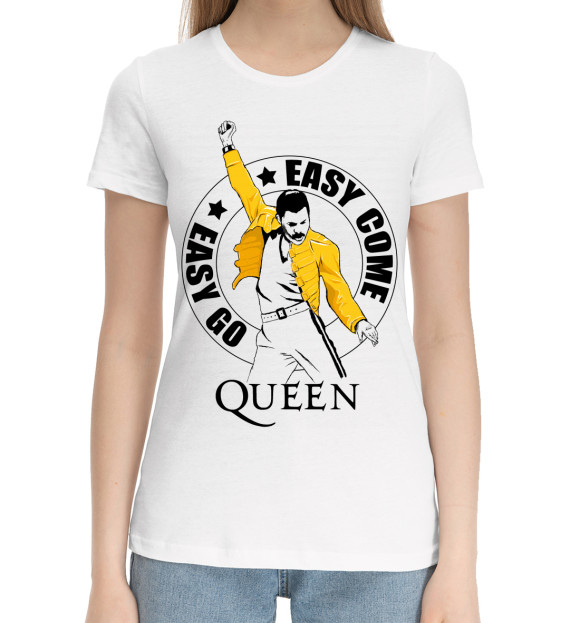 Женская хлопковая футболка с изображением Queen цвета Белый