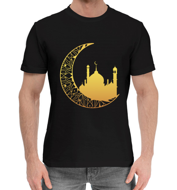 Мужская хлопковая футболка с изображением Ислам цвета Черный