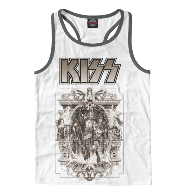 Мужская майка-борцовка с изображением KISS цвета Белый