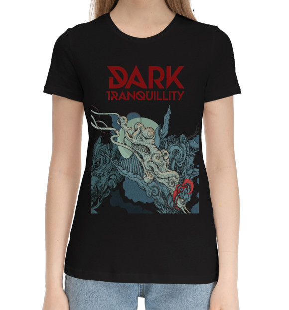 Женская хлопковая футболка с изображением Dark tranquillity- цвета Черный