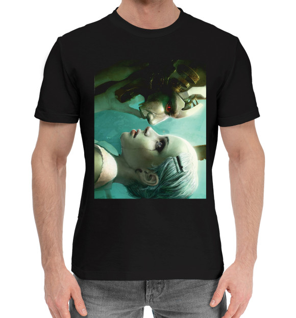 Мужская хлопковая футболка с изображением Киборги цвета Черный