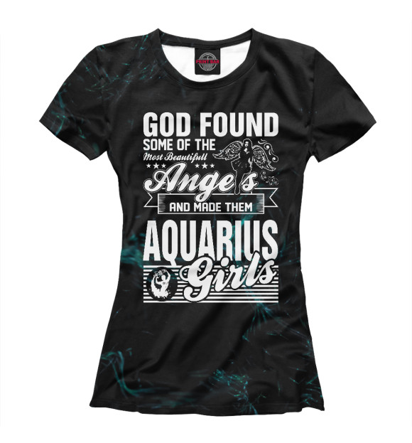 Женская футболка с изображением God Found Angels Aquarius цвета Белый