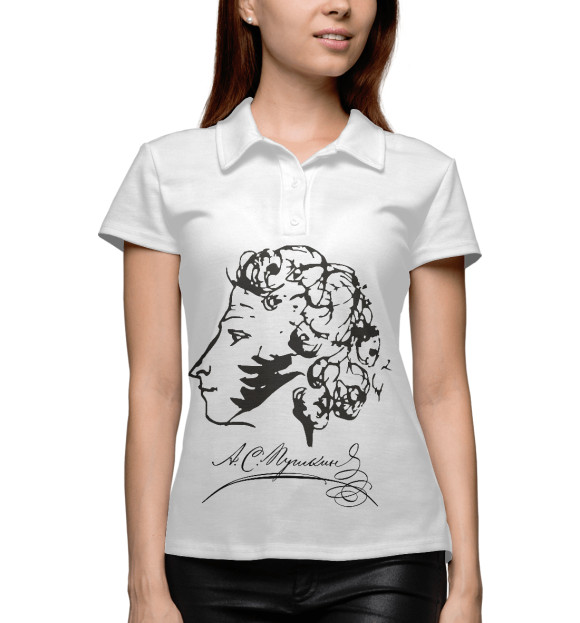 Женское поло с изображением Пушкин цвета Белый