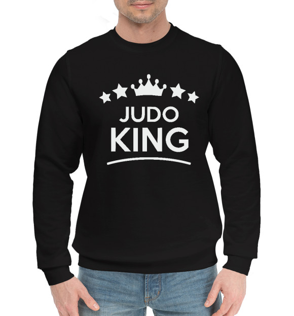 Мужской хлопковый свитшот с изображением Король Дзюдо цвета Черный