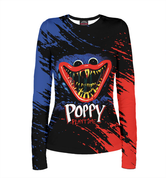 Женский лонгслив с изображением Poppy Playtime Хагги цвета Белый