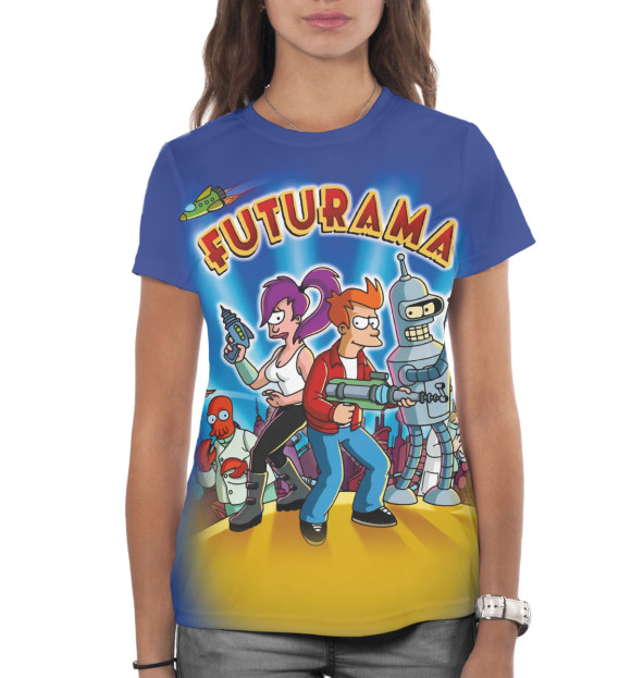 Женская футболка с изображением Futurama цвета Белый