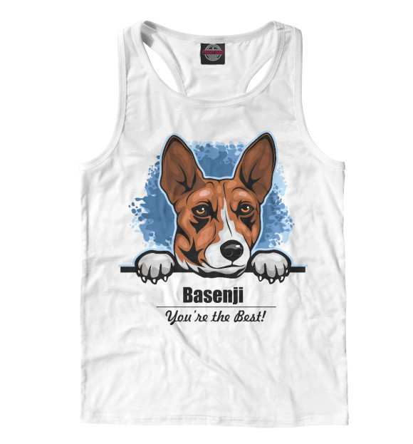 Мужская майка-борцовка с изображением Басенджи (Basenji) цвета Белый