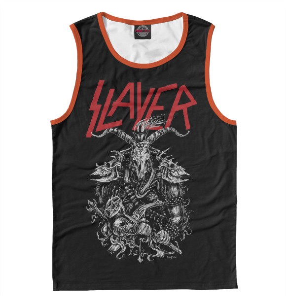 Мужская майка с изображением SLAYER цвета Белый