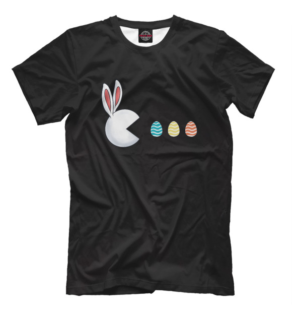 Мужская футболка с изображением Easter Day Rabbit Eggs цвета Белый