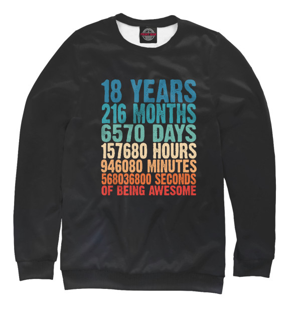 Свитшот для девочек с изображением 18 Years Of Being Awesome цвета Белый