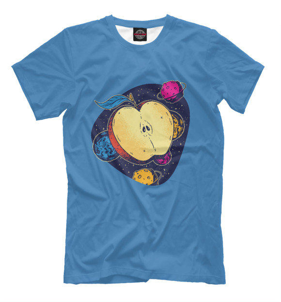 Мужская футболка с изображением Галактическое яблоко цвета Белый