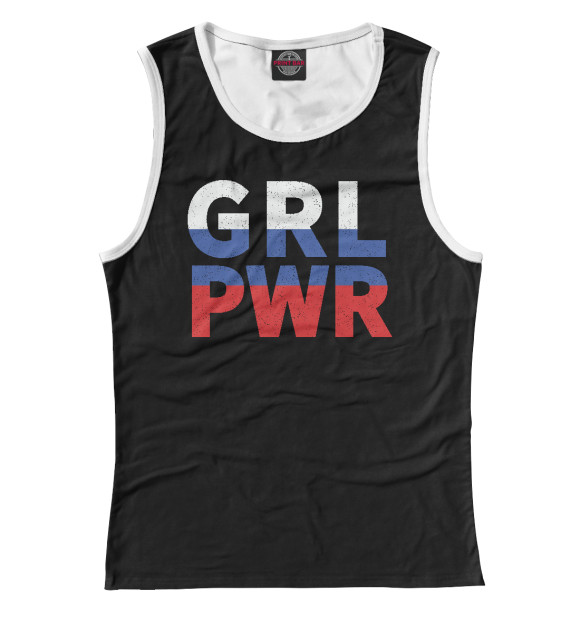 Женская майка с притом Girl Power цвета Белый Женская майка с изображением Girl Power цвета Белый