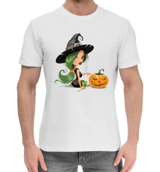 Мужская хлопковая футболка Girl with pumpkin