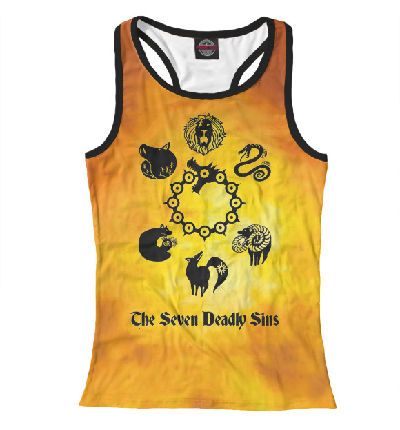 Женская майка-борцовка с притом 7 смертных грехов цвета Белый Женская майка-борцовка с изображением 7 смертных грехов цвета Белый