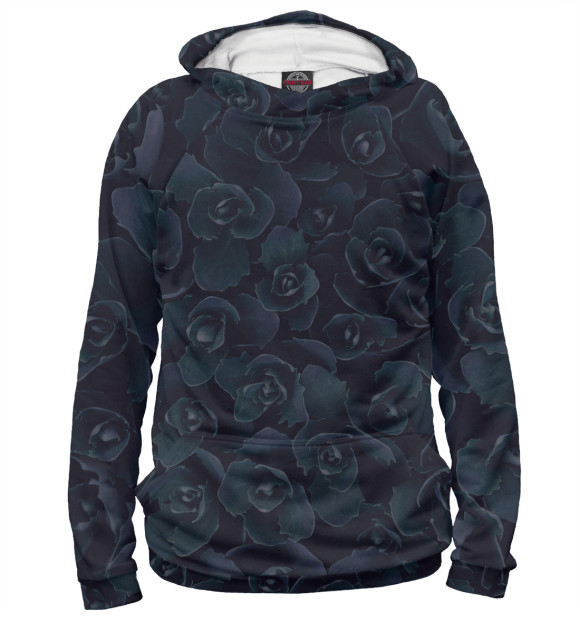 Мужское худи с изображением Black rose цвета Белый