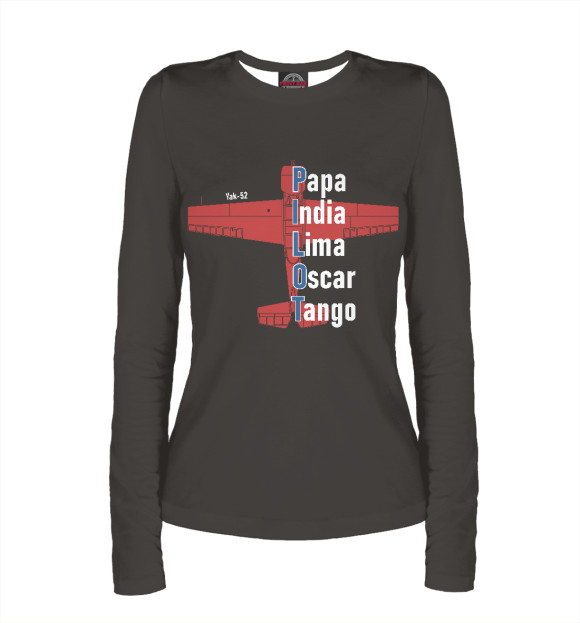 Женский лонгслив с изображением Пилот Як-52 цвета Белый