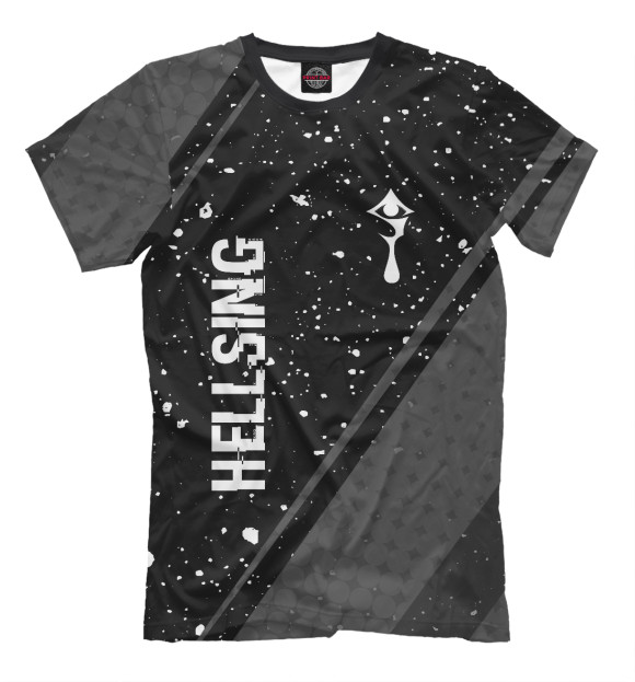Мужская футболка с изображением Hellsing Glitch Black цвета Белый