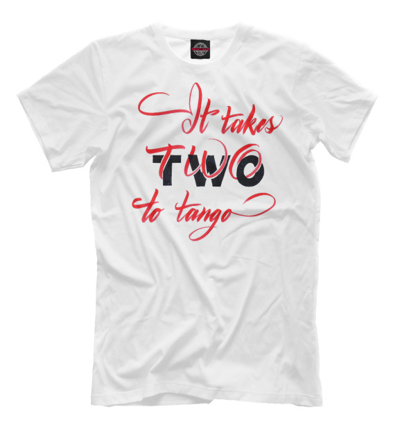 Мужская футболка с изображением Для танго нужны двое цвета Белый