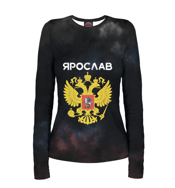 Женский лонгслив с изображением Символика РФ ярослав цвета Белый