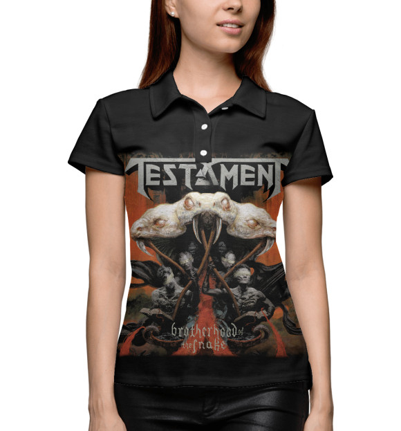 Женское поло с изображением Testament цвета Белый