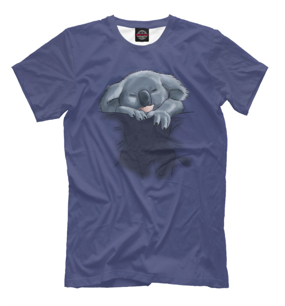 Мужская футболка с изображением Спящая коала цвета Белый