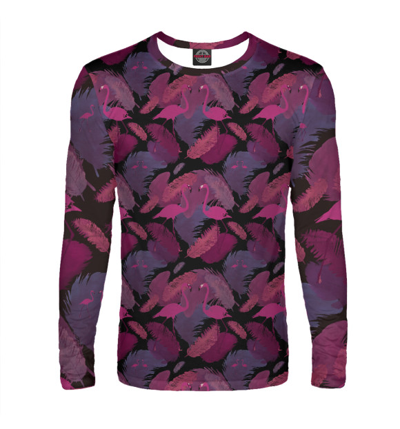 Мужской лонгслив с изображением Фламинго цвета Белый