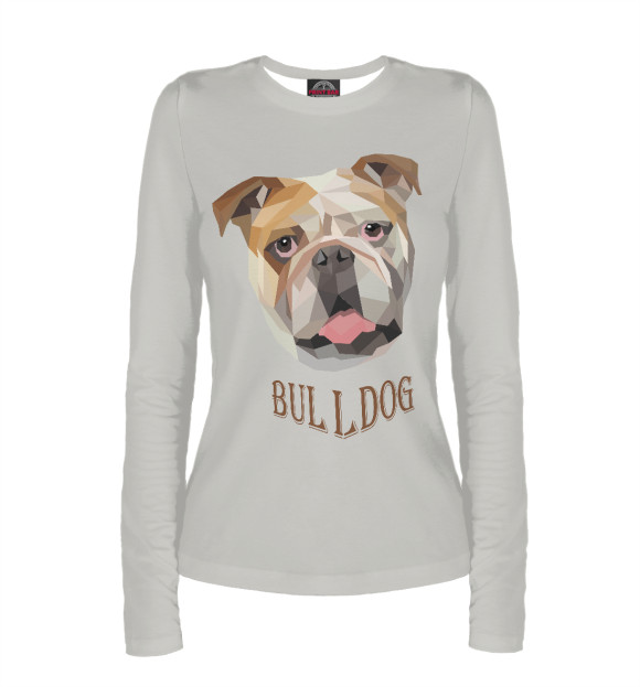 Женский лонгслив с изображением Британский бульдог цвета Белый